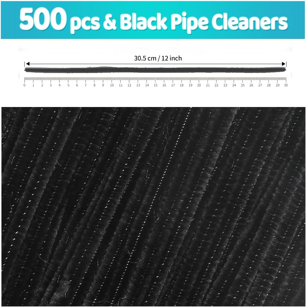 IOOLEEM 500pcs Black Pipe Cleaners Bulk for Crafts image 2