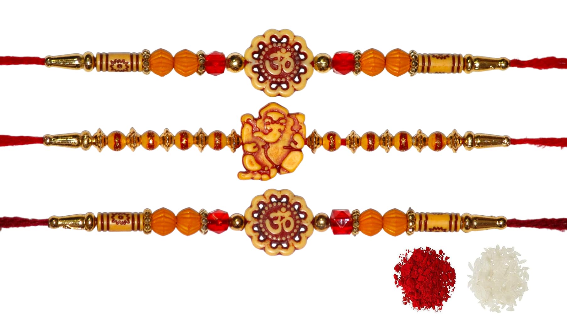 Nityam Enterprisesn Wooden Om & Ganeshji Pearl Rakhi for Family | Bhaiya Bhabhi Rakhi With Roli Chawal(Set Of 3)(NE 107) (B09ZS4T7M6) Amazon Price History, Amazon Price Tracker