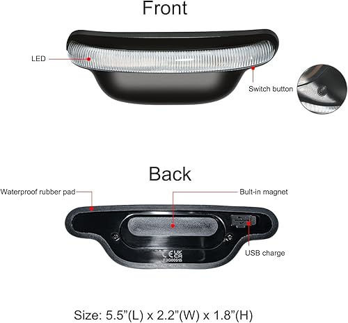 Miniatura 4 de H2 Luz para Casco de Motocicleta - Luz LED Recargable de FrenoFuncionamiento para Seguridad, 18 Horas de Duración, Instalación Fácil, Visibilidad