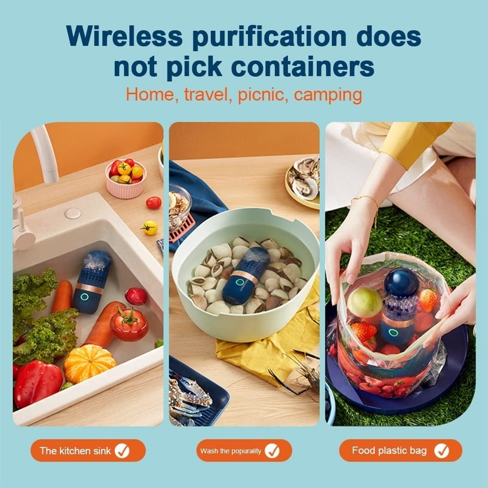 Máquina De Limpieza De Verduras Y Frutas, Cápsulas Lavadora De Verduras De Frutas Desinfectante Inalámbrico Verduras Purificador De Alimentos De Frutas Máquina De Desinfección Para El Hogar SC10.