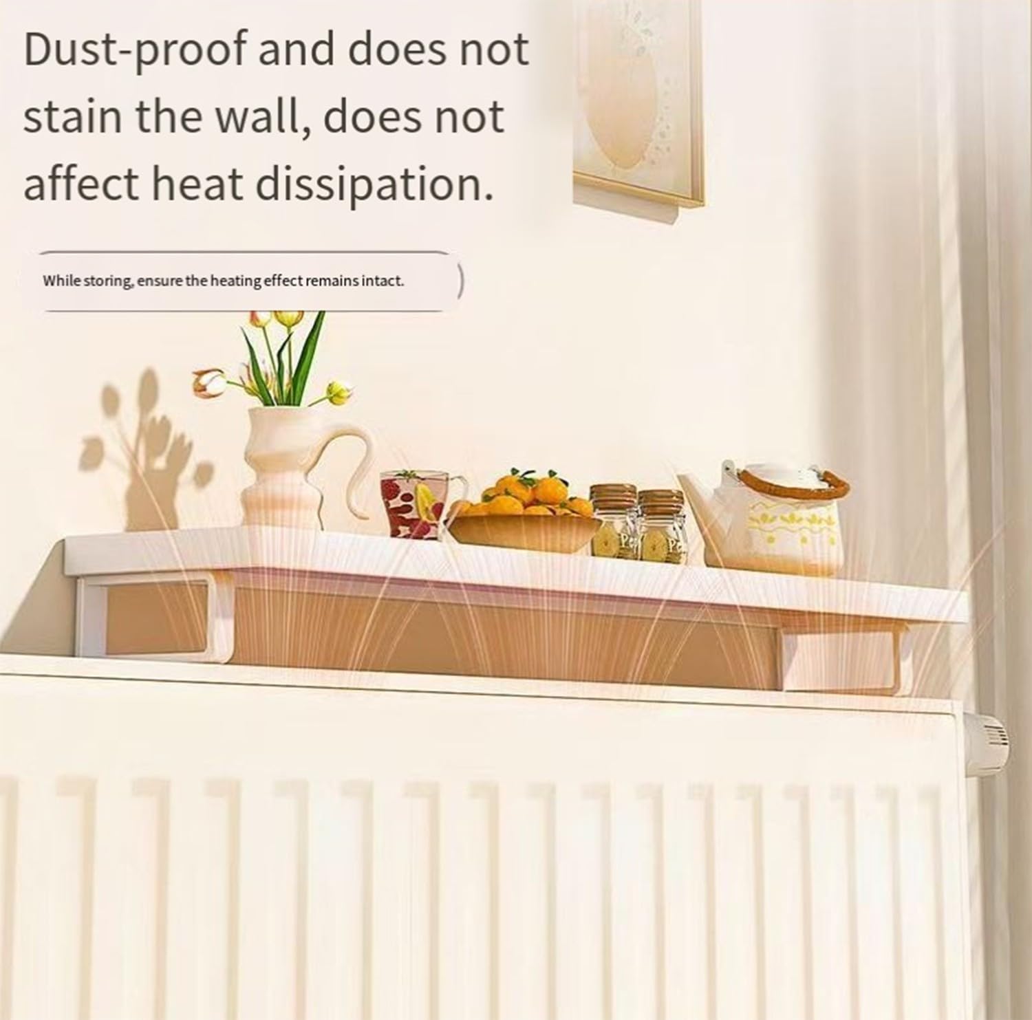 Mensola sopra Termosifone Galleggiante in Legno, Mensola Copritermosifone 40/50/60Cm Copertura per Termosifoni, Ripiano Portaoggetti per Termosifoni A,50cm