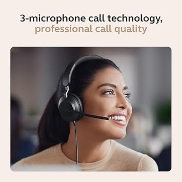 Jabra Evolve2 40 SE (2026 Version) Wired Stereo Noise-Cancelling Headset - Features 3-Microphone Call Technology and USB-C/A Cable - UC, All Platforms - Black