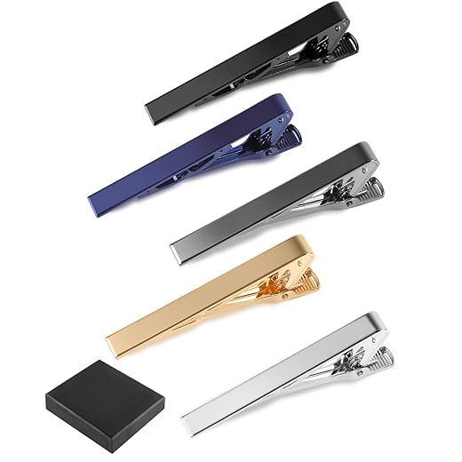 vivinin 5P Tie Clips For Men, 5 Different Color Tie Bar, Stainless Steel Tie Clip For Business, Wedding, Anniversary, Father's Day Gifts and Daily Life