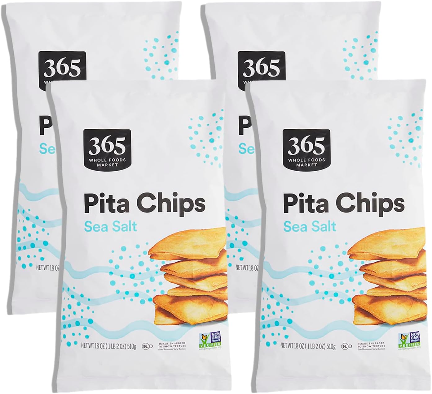 365 by Whole Foods Market, Sea Salt Pita Chips, 18 Ounce (Pack of 4)