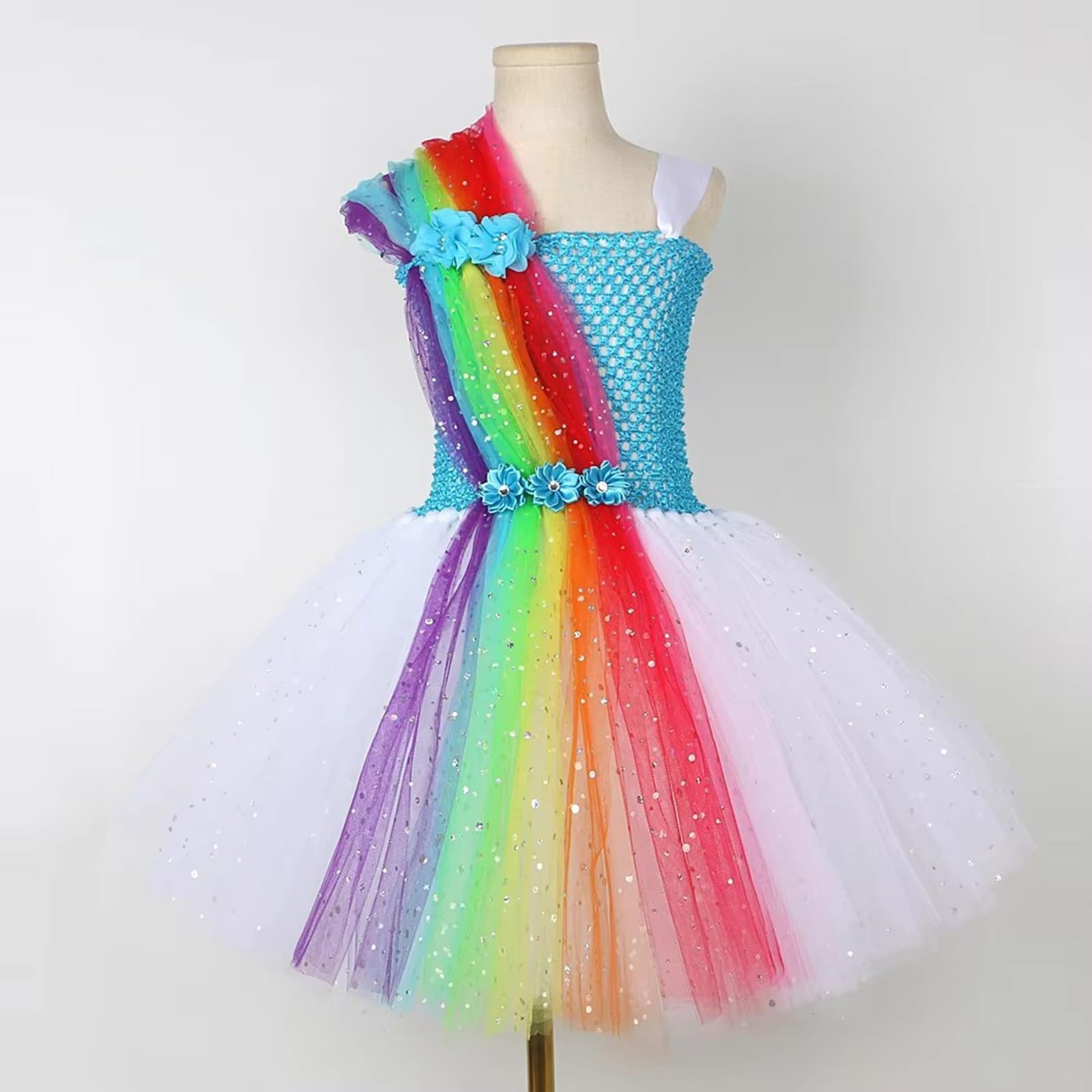 Generisch Vestito da ragazza arcobaleno tutù elegante abito da sera per feste di compleanno, festival, servizio fotografico, festival, feste, giochi di ruolo