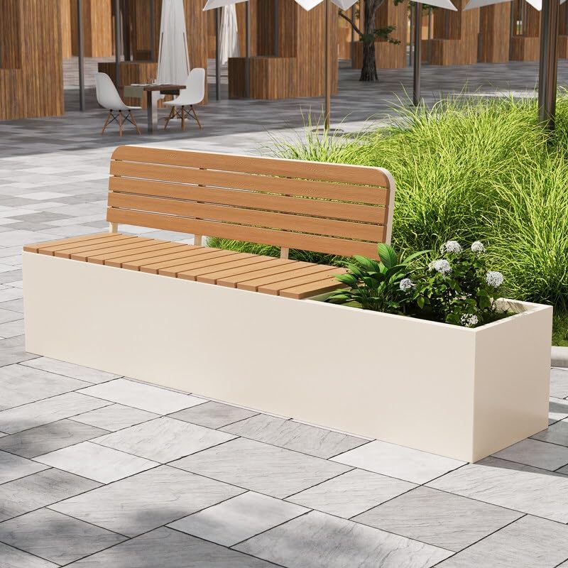 Garden Bench with Planters Terrace Bench with Flower Box Suitable for Outdoor Parks(Small)