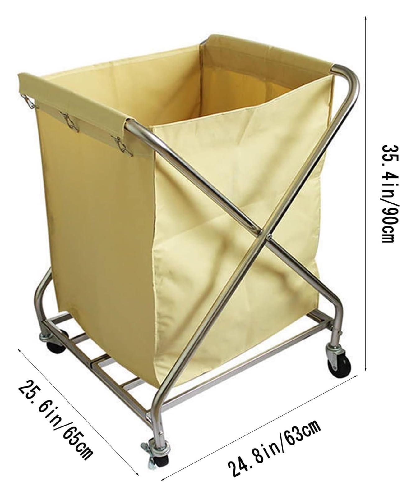 Commercial Laundry Basket Rolling Folding Laundry Cart On Wheels For Home Bedroom Hotel(Yellow)