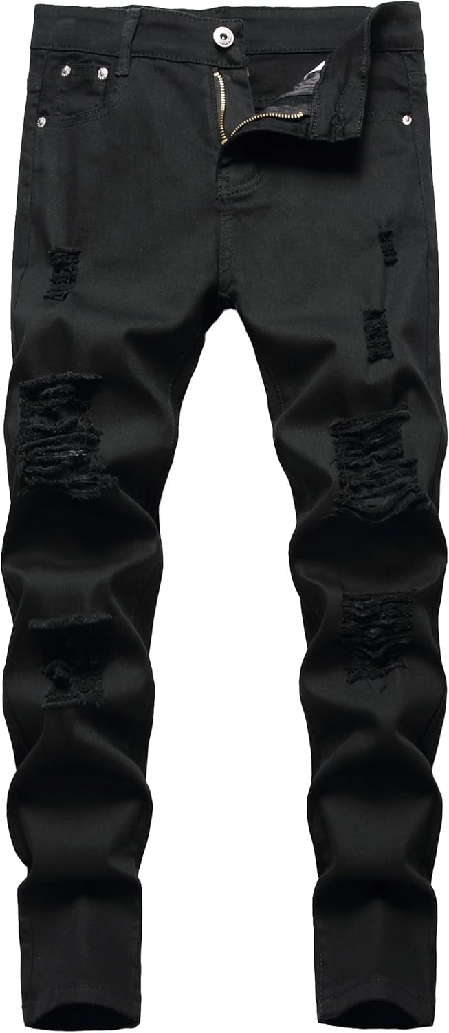 SUPBIRD Boy's Skinny Fit Ripped Destroyed Distressed Stretch Stylish Fashion Denim Jeans Pants