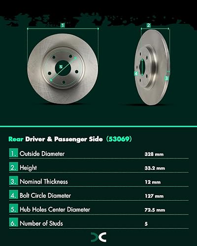 Miniatura 875 de SCITOO Juego de 2 frenos de freno ranurados traseros para Chrysler Town & Country, 08-16 para Dodge Grand Caravan, 09-13 para Dodge Journey, 12-15