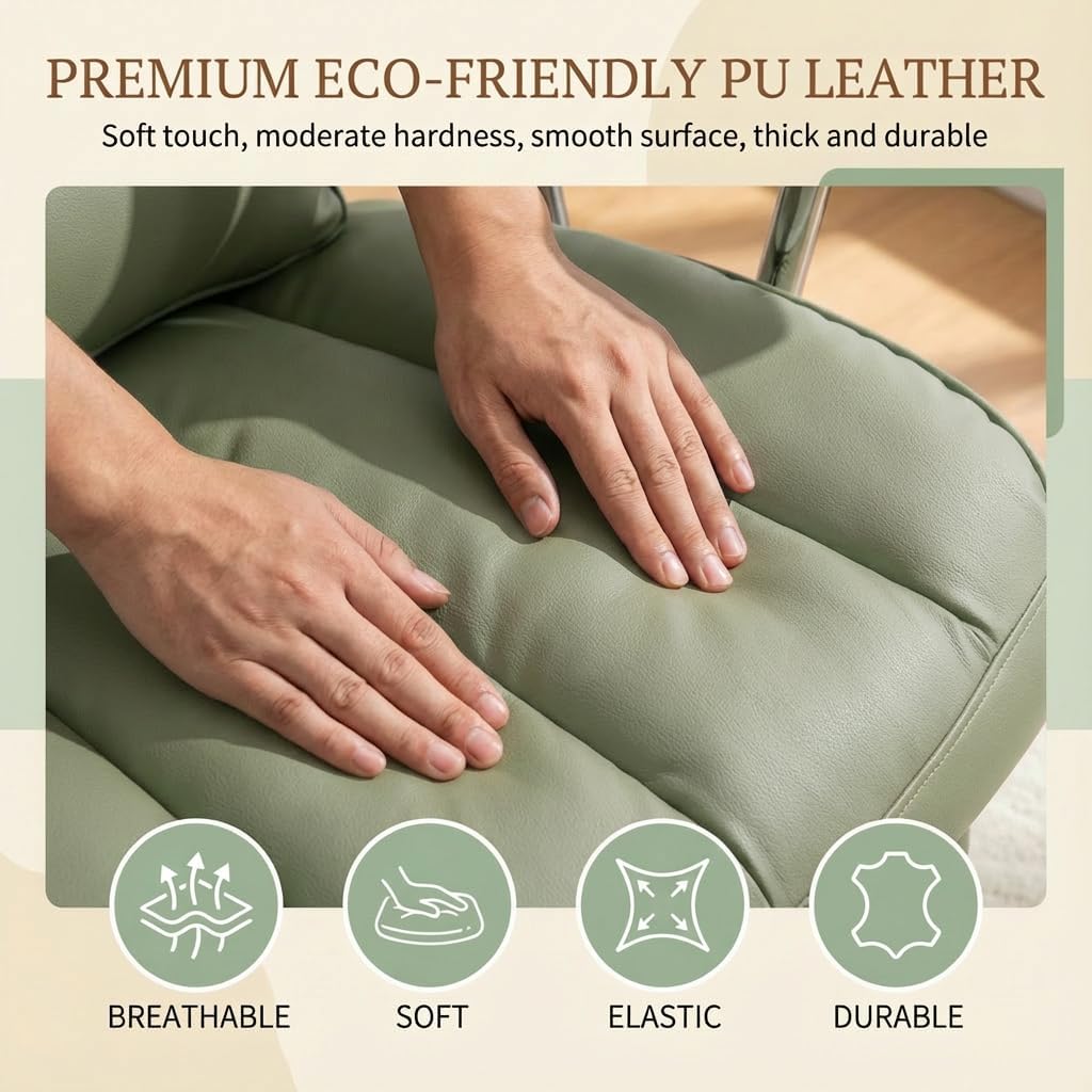 Big and Tall Office Chair 400lbs - Heavy Duty Executive Desk Chair with Footrest, High Back PU Leather Ergonomic Computer Chair with Extra Wide Seat & Thick Cushion for Home Office (Green)