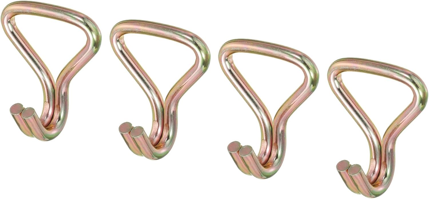 MECCANIXITY Ratchet Double J Strap Hook Load 4409 Lbs Zinc Color for 2" Tie Down Strap Webbing Car Truck Trailer Pack of 4