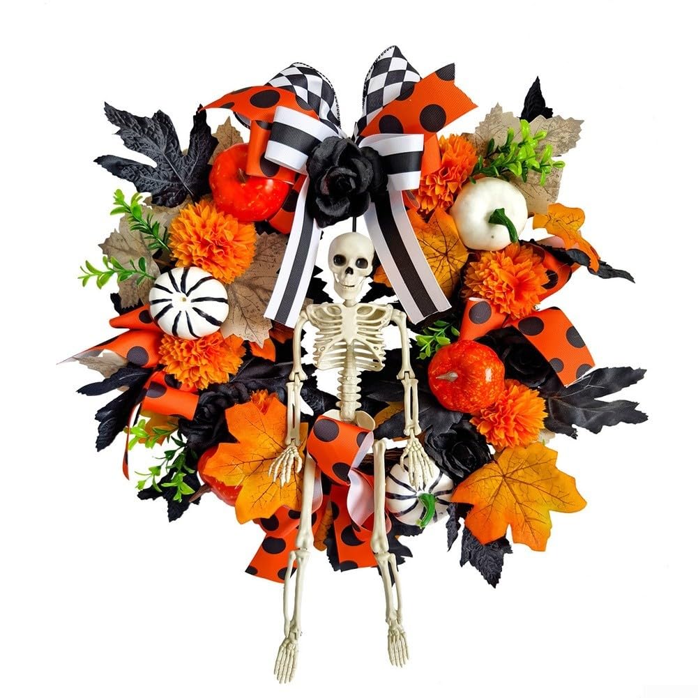 Ghirlanda Halloween con Zucca e Teschio 40cm