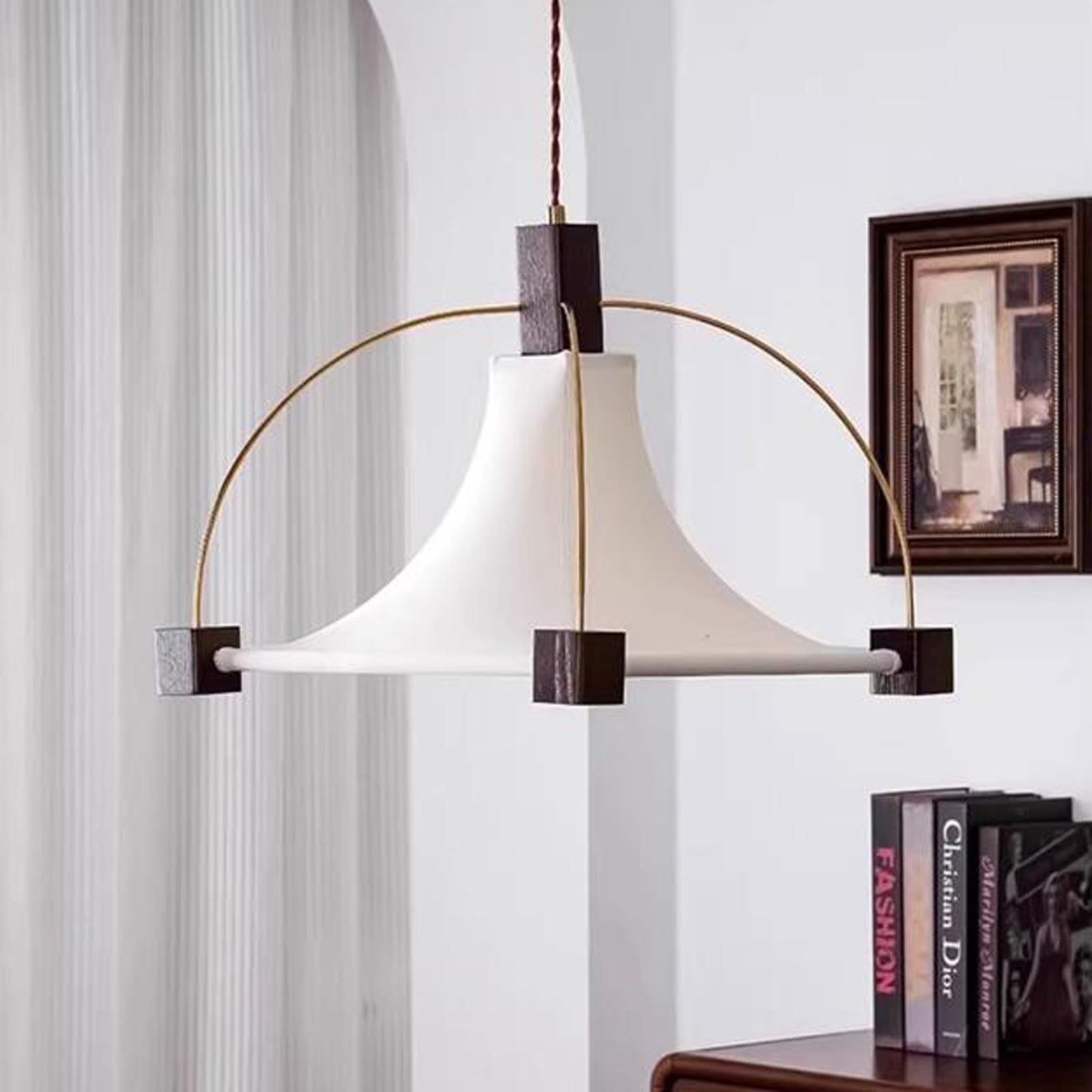 19,69-calowa lampa wisząca do salonu z materiału, kreatywna, w kształcie namiotu, E26, ciepłe światło, regulowana, odpowiednia do gabinetu, herbaciarni, kuchennej wyspy