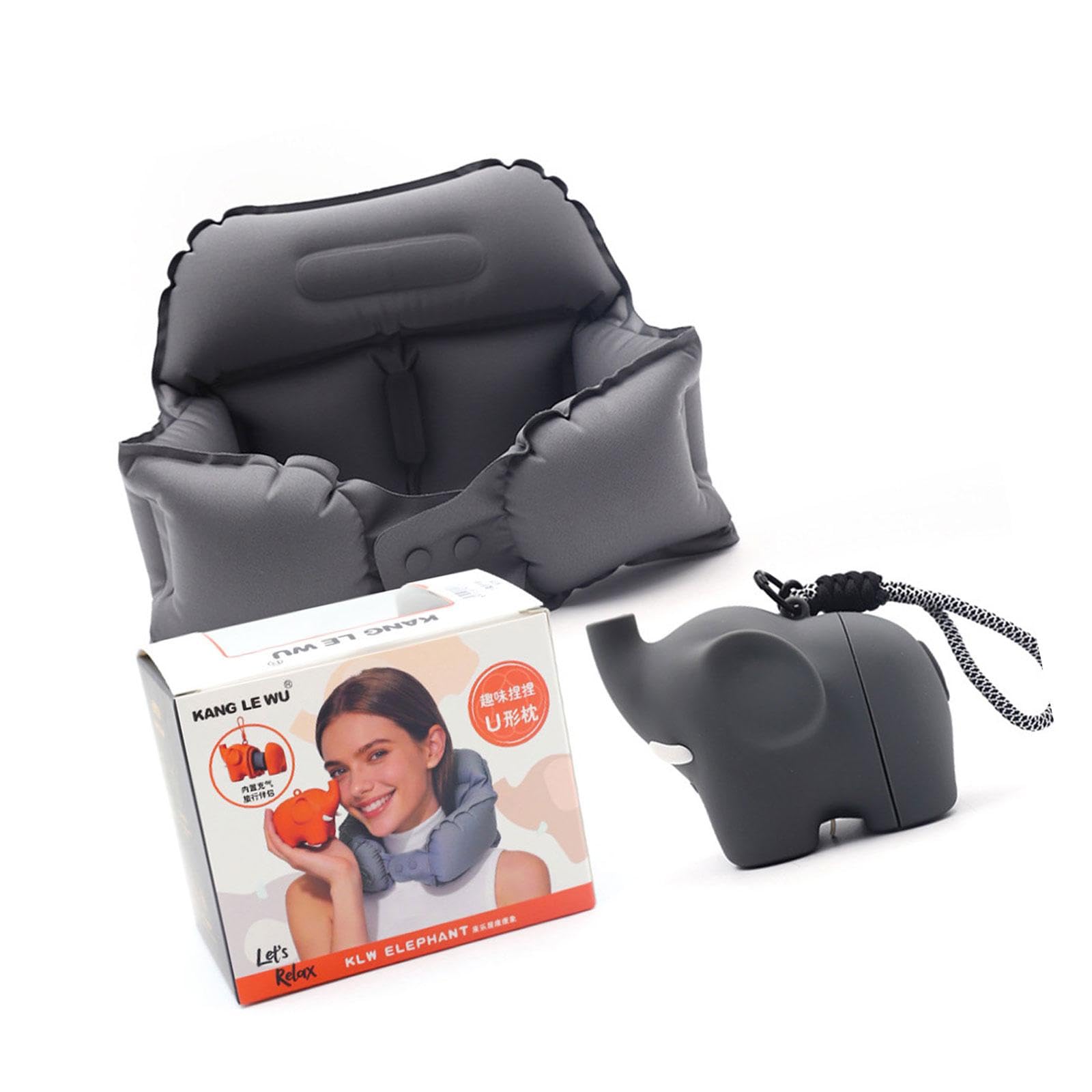 Whoasyst U Shape Neck Pillow Easy to Inflatable and Fold for Long Flight and Trip Offices Sleep Neck Supporterow