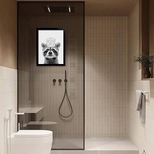 Vista 38 de Divertido arte de pared enmarcado de vaca de las tierras altas en bañera, lienzo blanco y negro, impresiones artísticas de pared de vaca, decoración