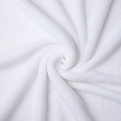 Miniatura 2 de Juego de 4 toallas de baño de 27 x 55 pulgadas, suaves al tacto, toallas de algodón altamente absorbentes para baño, gimnasio, hotel y spa (blanco)