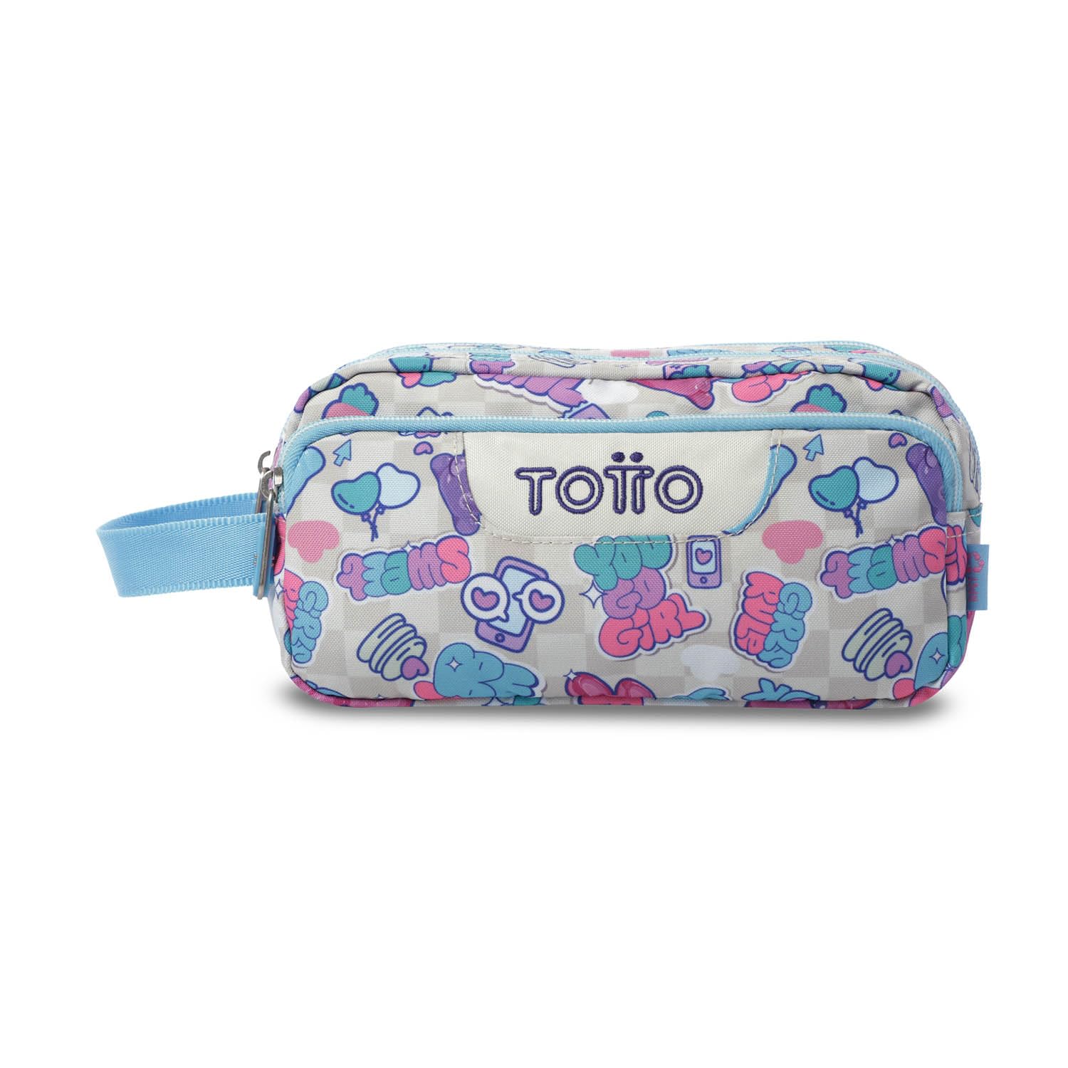 TOTTO - Pack Mochila Escolar Adaptable a Carro, 20L, Modelo Acuareles + Estuche 3 Compartimentos Modelo Agapec