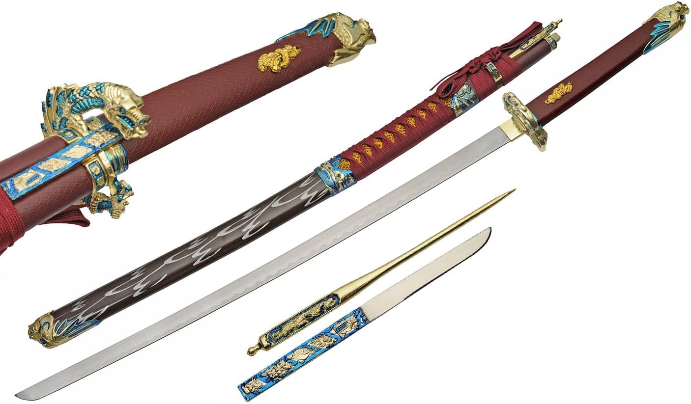 SZCO 40" Sky Warrior Samurai Sword with Side Knife and Sheath
