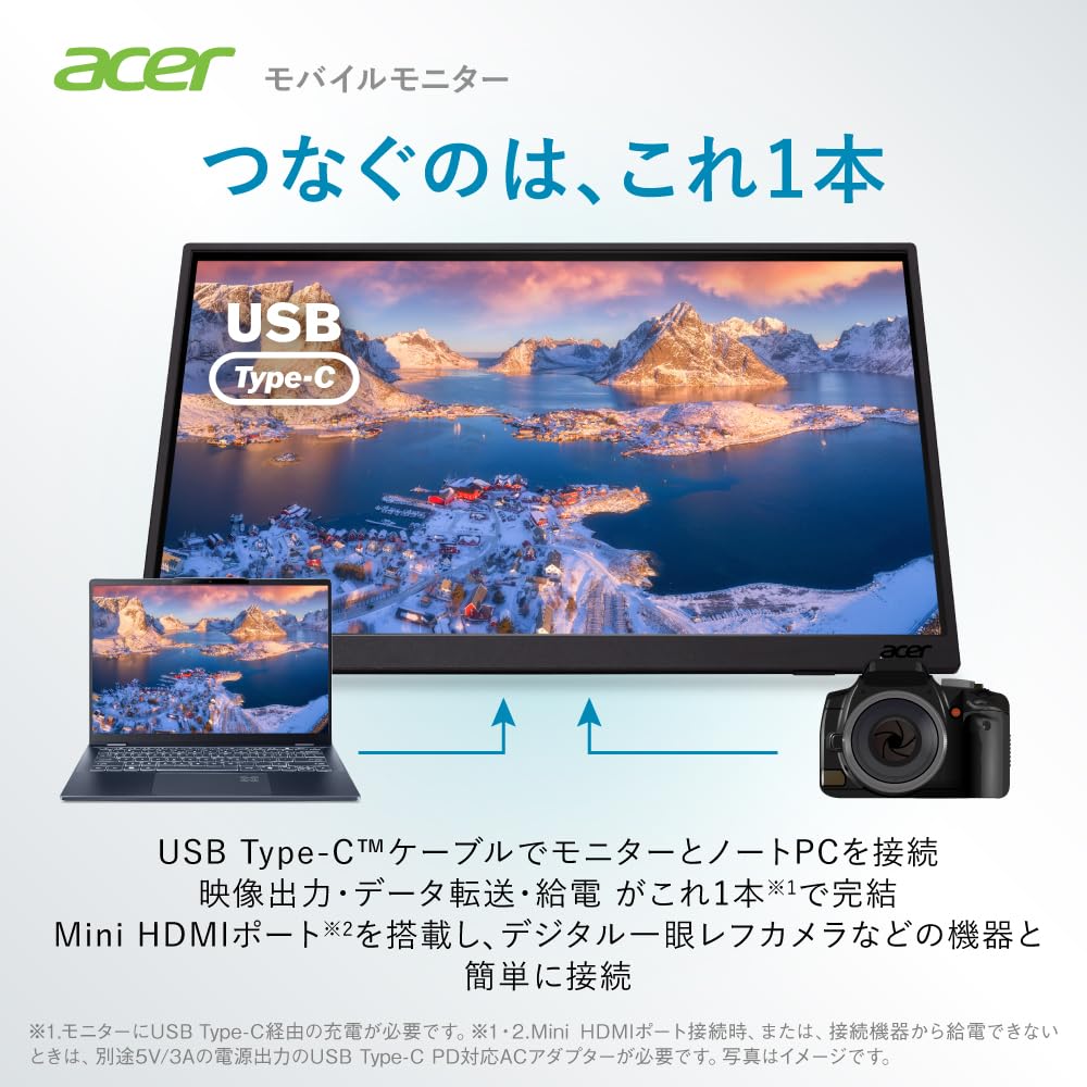 Amazon.co.jp: Acer モバイルモニター 15.6インチ フルHD IPS 非光沢