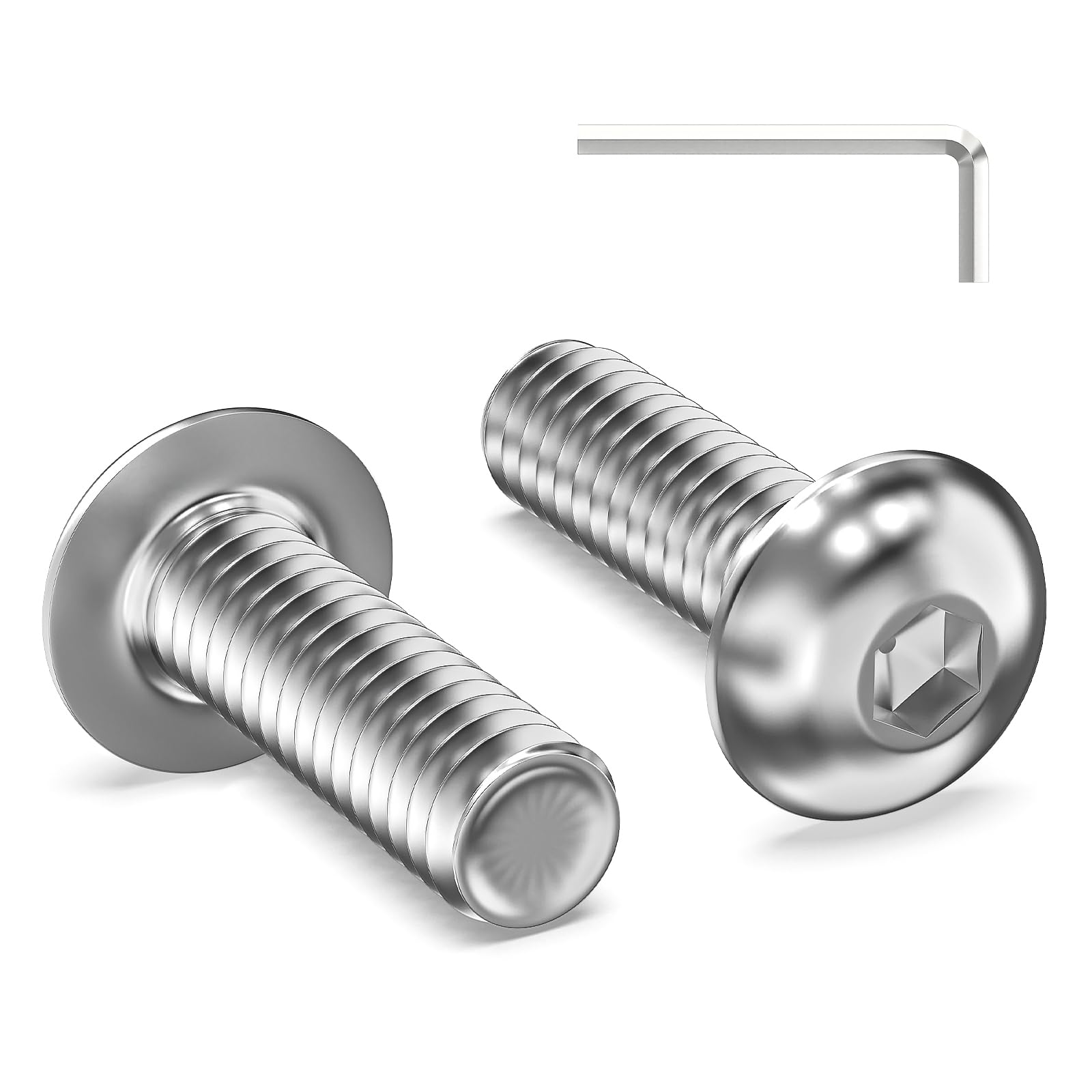 Valorada 30Pcs M8 Bolts, M8 x 25mm Button Head Socket Cap Bolts Screws, 304 Stainless Steel, Allen Hex Drive, Bright Finish, Fully Machine Thread with Allen Key