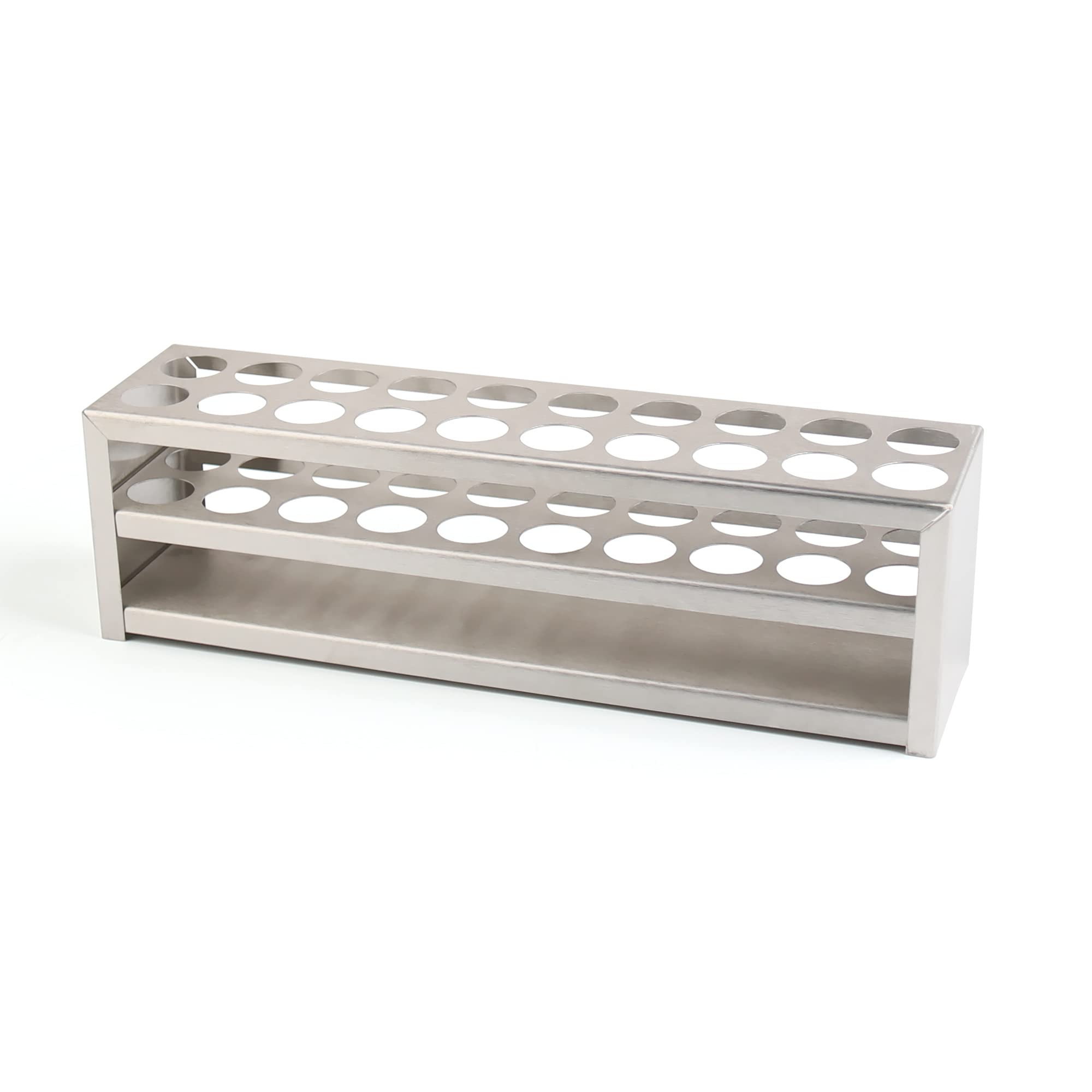 Okulab Test Tube Rack, 20 Holes Stainless Steel Test Tube Rack, with Extended Edges Providing Handles, Suitable for Tubes of Dia.≤21mm, Round Holes