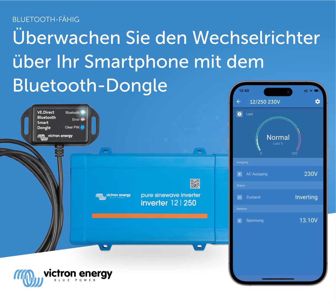 Victron Energy 250VA 12-Volt 230V AC Reiner Sinus Wechselrichter (IEC)