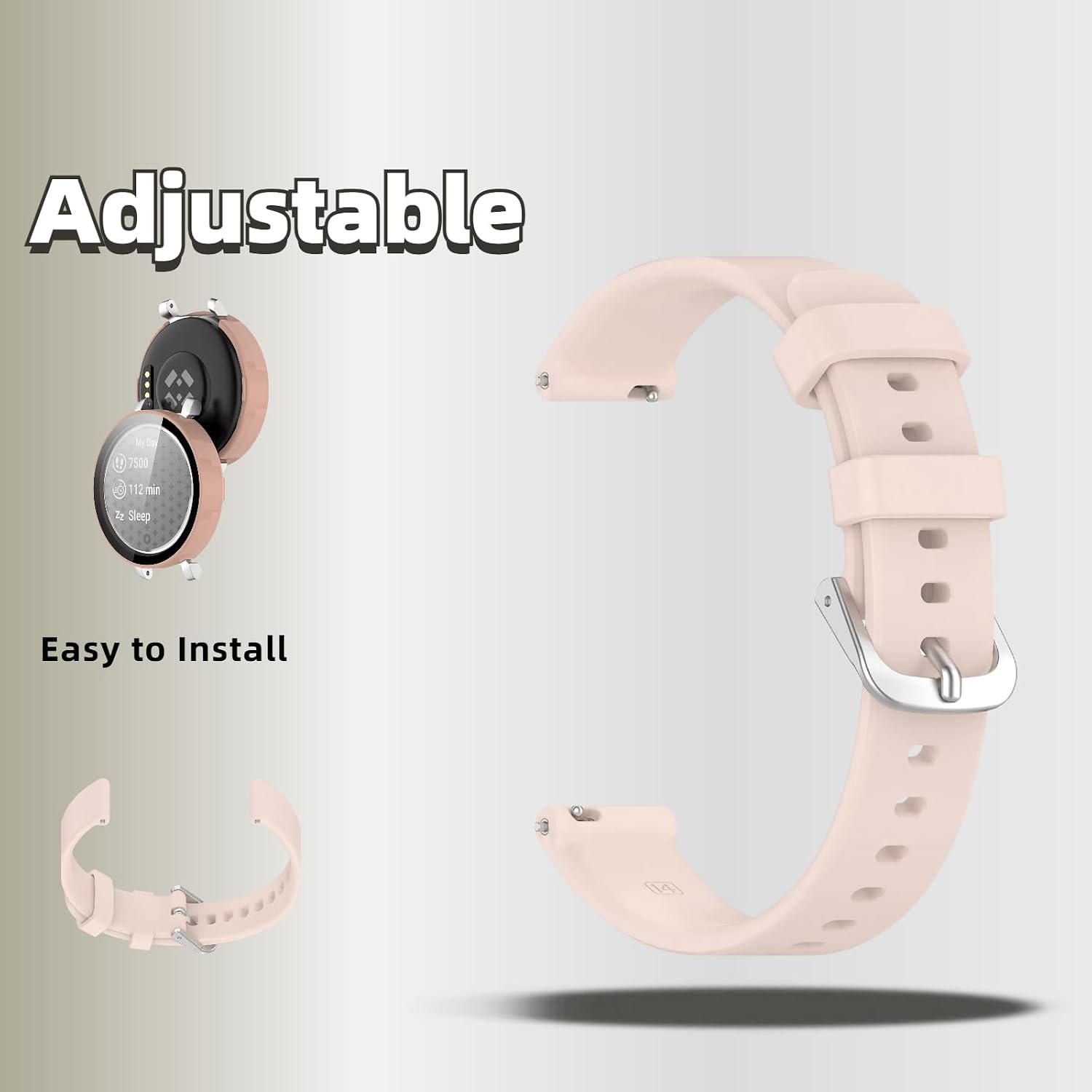 Band and Case for Garmin Lily 2, Soft Silicone Strap with Full Protective PC Cover, Breathable Replacement Wristband