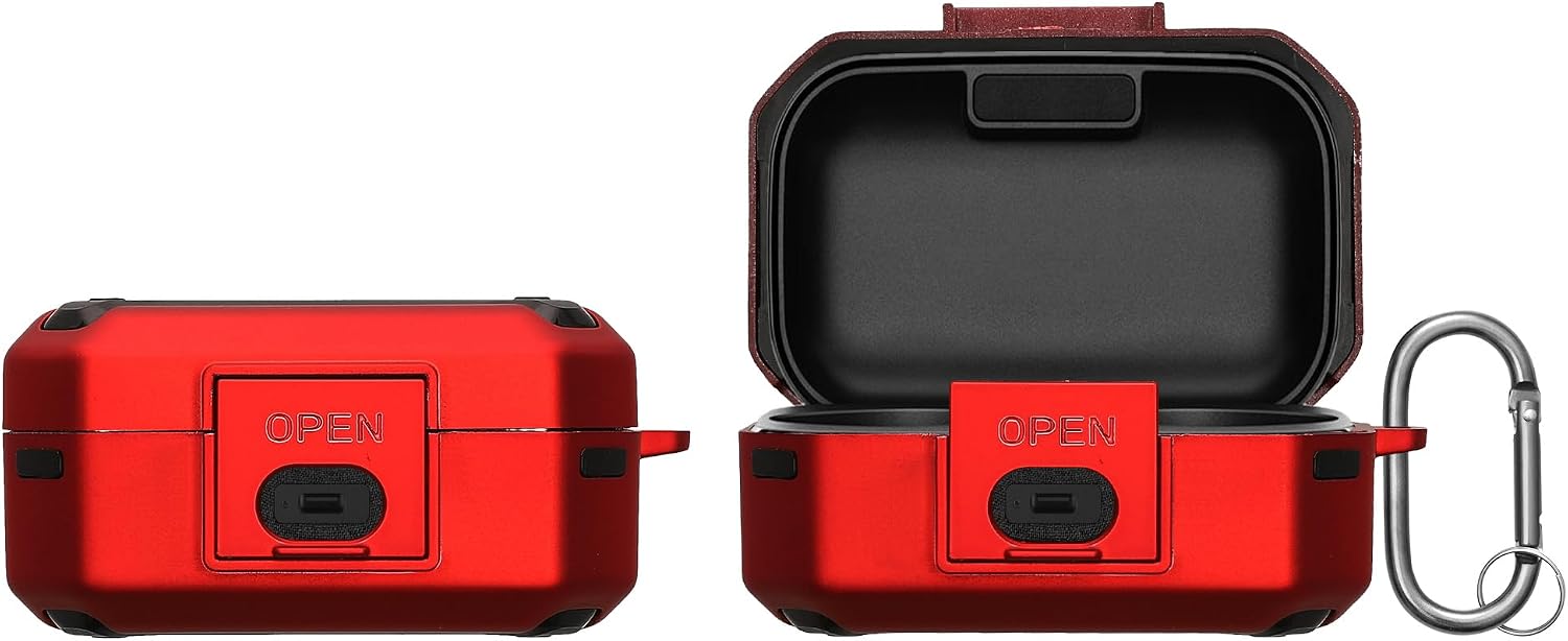 kwmobile Earphones Case Compatible with Sennheiser Momentum True Wireless 3 / True Wireless 4 - Protective Earbuds Headphones Cover - Red/Black
