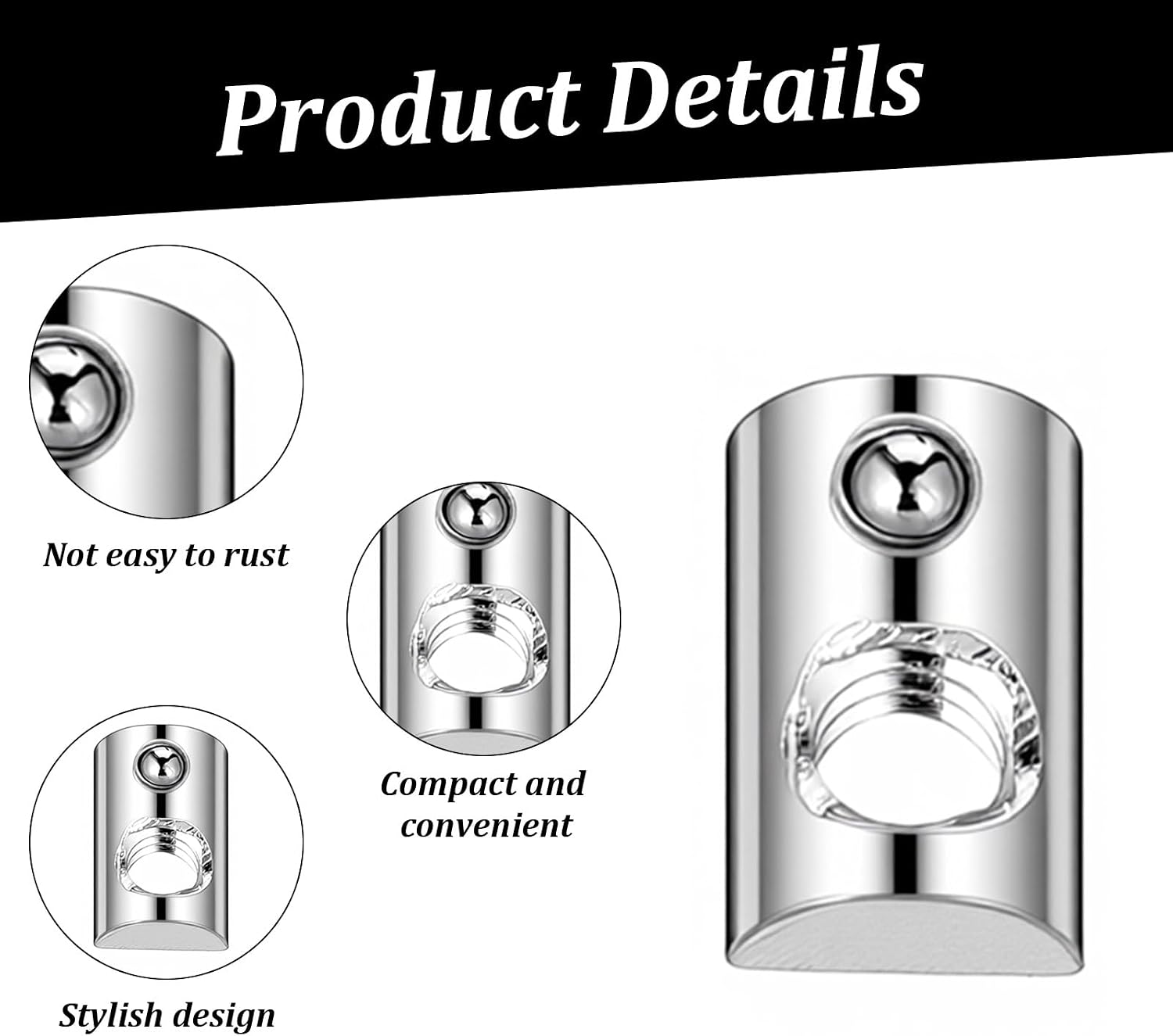 Molain 20 Packs 1/4-20 Threaded Steel Roll in T-Nut with Ball Spring, T-Slot Nuts Accessory Hardwares for 10 Series Aluminum Extrusion Profiles Rail