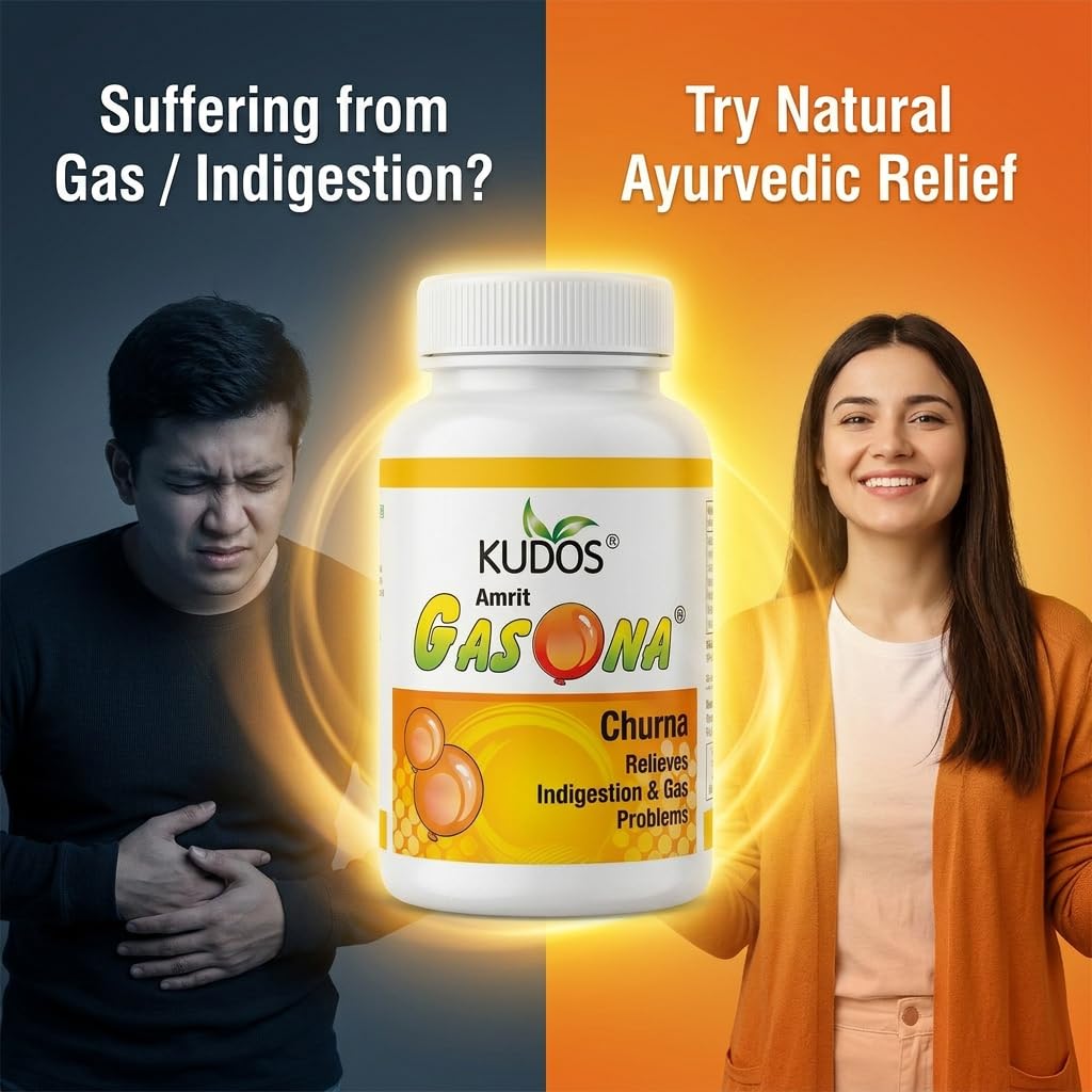 Kudos Amrit Gasona Churna 50g | Indigestion Relief | Ayurvedic Medicine for Gastric Problem | Pack of 6 1