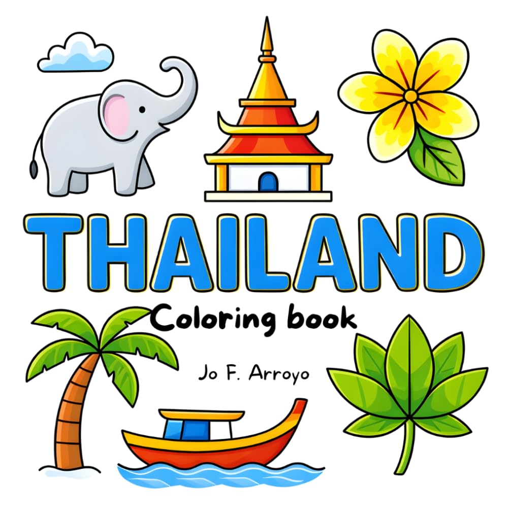 Thailand coloring book: Easy coloring book for kids and adults