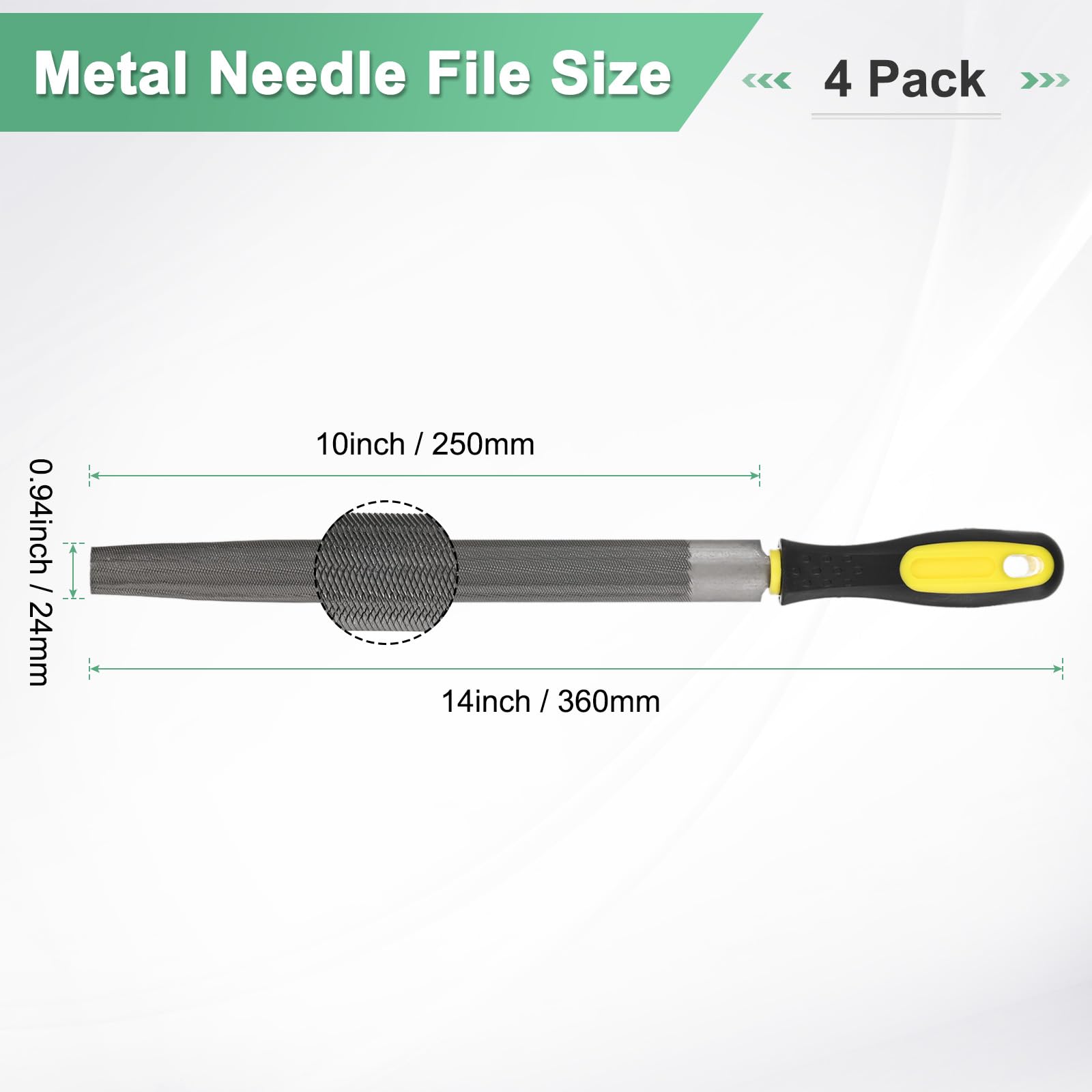 M METERXITY 4-Pack Half-Round Metal File 10 Inch - Image 3