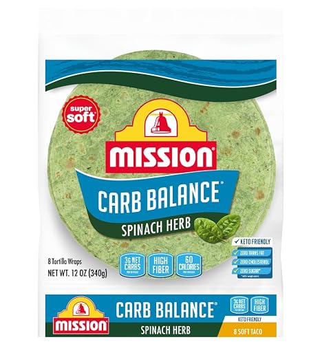 Mission Foods Carb Balance Spinach Herb Tortilla Wraps 8 Count - 2 Packs