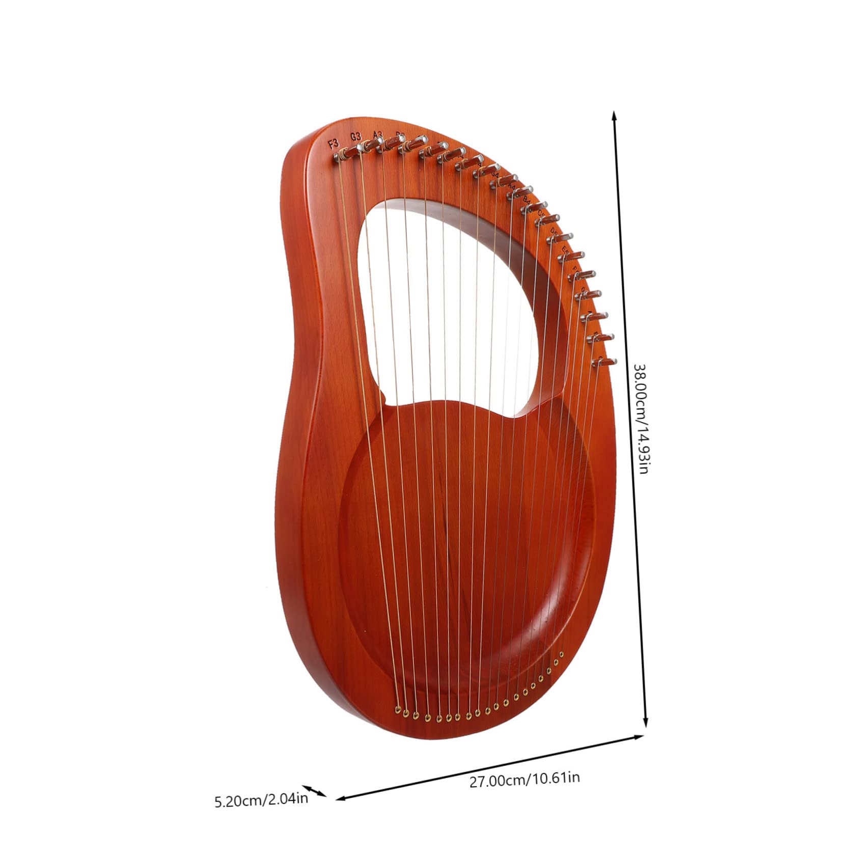 Lira Portatile a 19 Corde Marrone, Strumento Musicale per Ragazzo Ragazza | Set 1 Pezzo, Plastico, 2 Plettri Inclusi e Corde Extra, Suono Melodioso