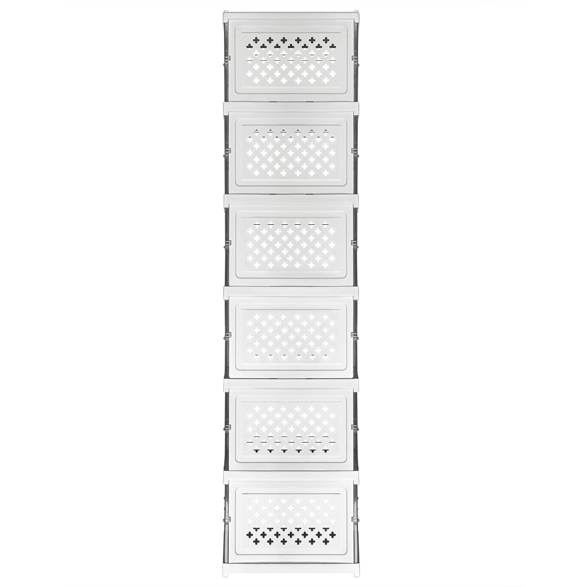 12x Cajas de almacenamiento plegables y apilables | Zapatero | Organizadores de plástico transparente con puerta abatible | Diseño modular, ventilado y resistente para guardar zapatos ropa accesorios