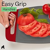 Vista 8 de Gorilla Grip - Tabla de cortar extragrande, mango de fácil agarre, surcos para jugos, antideslizante y gruesa. Apta para lavavajillas, no porosa