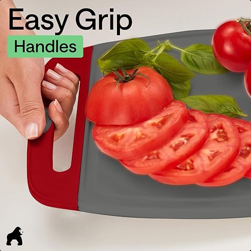 Miniatura 8 de Gorilla Grip - Tabla de cortar extragrande, mango de fácil agarre, surcos para jugos, antideslizante y gruesa. Apta para lavavajillas, no porosa
