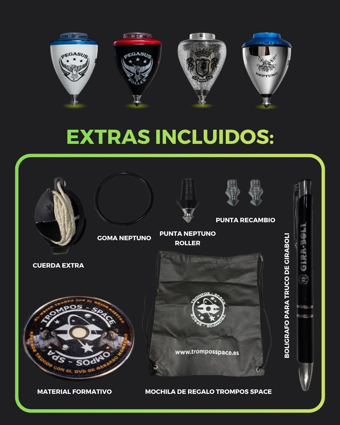 Xtreme Mega Pack Oro Neon - Maletín peonzas, color oro neón (Space 008000041)