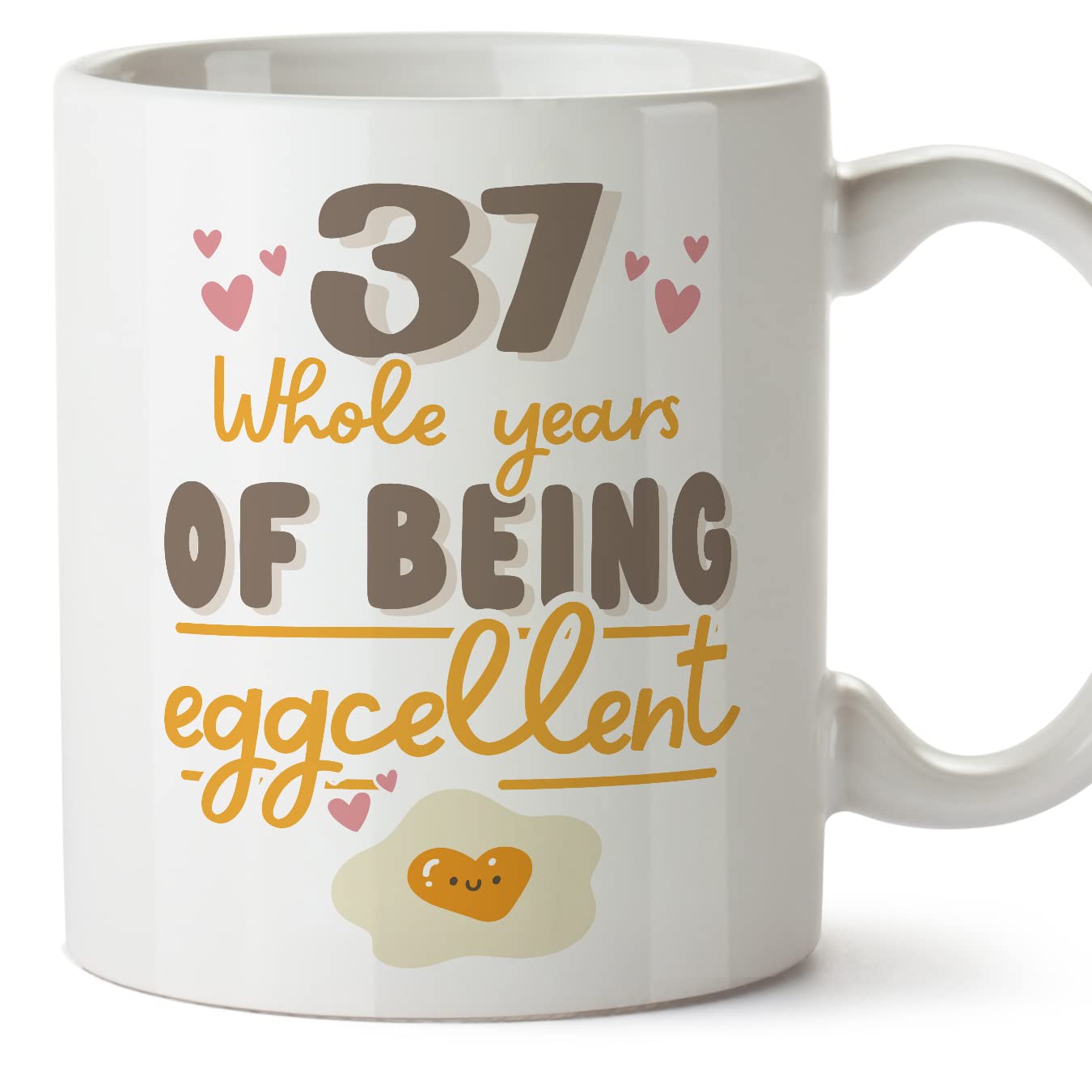MUGFFINS 37 Birthday Mug - in English - Happy Birthday You are Eggcelent - Funny Anniversary Present - 11 oz