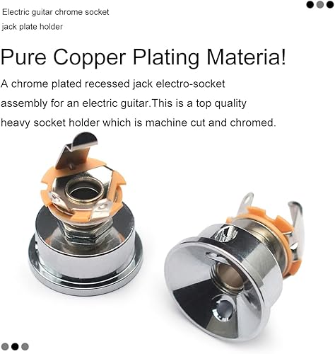 Miniatura 4 de SAPHUE Soporte de placa de enchufe cromado para guitarra eléctrica, enchufe de 0.250 in, electrocohete empotrado, piezas de guitarra (entrega de