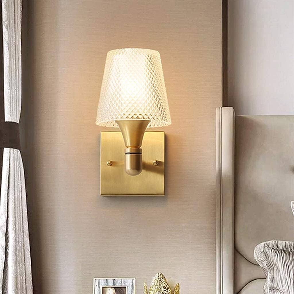 NZDYCreativeGlassWallLights,ModernCopperWallLampBedsideBrassChande