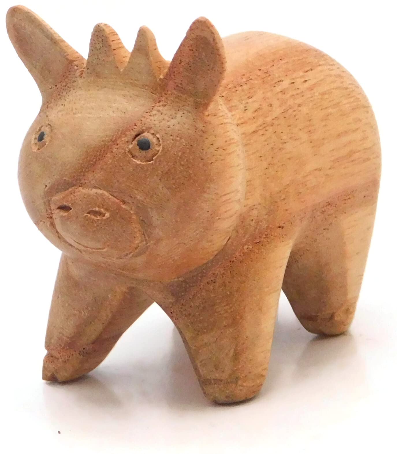 Brave Wings Hand Carved Wooden Animal ~ Pig ~ Ooak Sculpture Figurine Statue Unique Table Decoration Home Decor Gift For Christmas And Birthdays ~ 4665