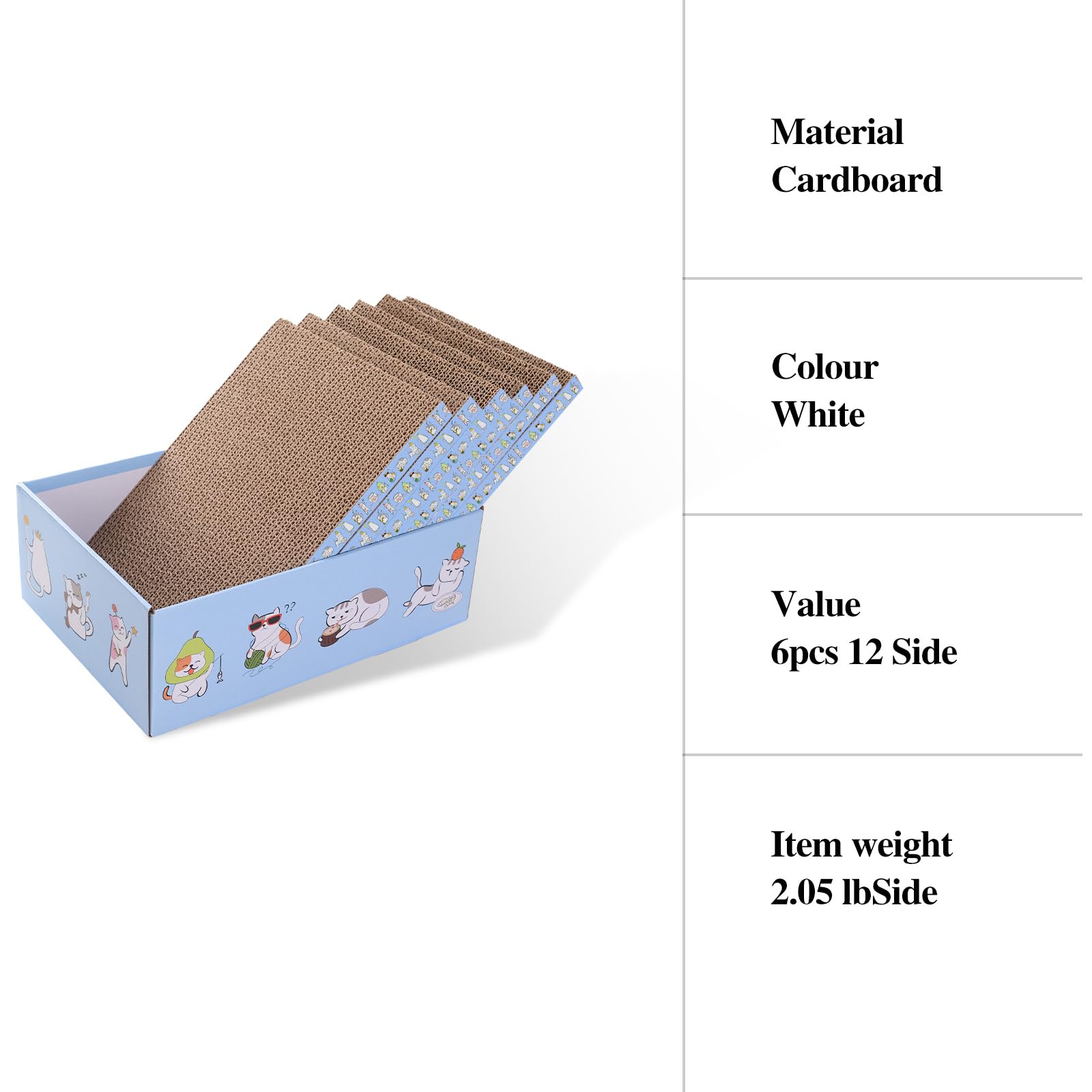 Mcuokpuh 6pcs cat Scratcher Cardboard with Box Durable cat Scratch pad cat scratchers for Indoor Cats Suitable for Rest Play and Grind Claws