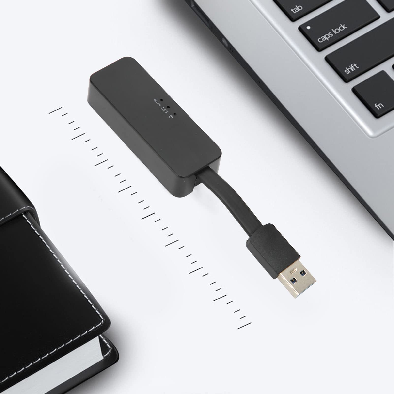 Adapter Ethernet, szybkość transmisji danych 10M/100M/1000M/2,5Gbps, wbudowany układ Rtl8156b, tryby half duplex i full duplex, USB 3.0 odpowiedni do pracy, podróży