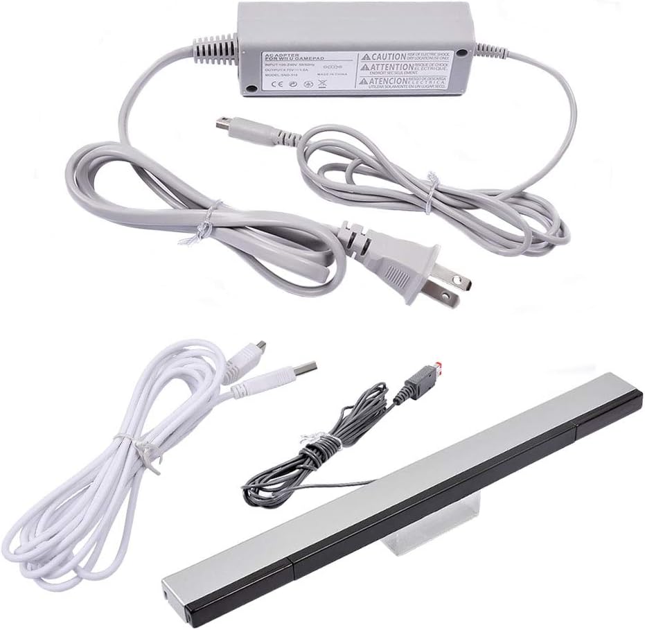 UCEC Wall Power Supply AC Adapter Gamepad Charger + Wired Infrared Ray Sensor Bar + USB Charging Cord Charger Kit for Gamepad