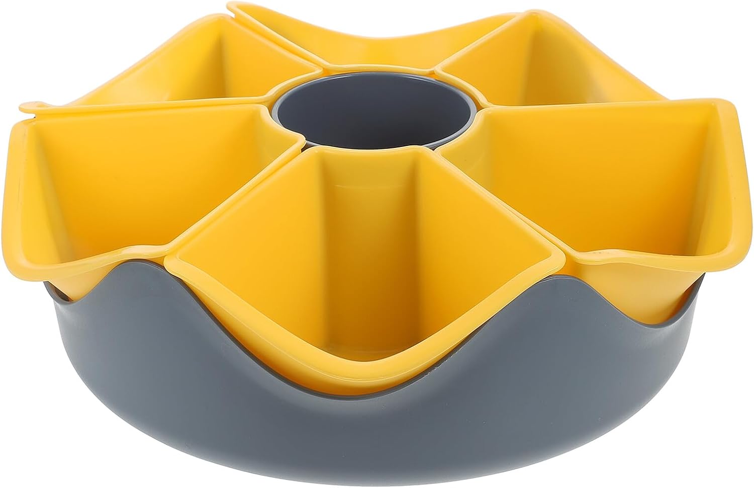 Double Layer Vegetable Washing Basket with 7 Compartments, Blue Plastic Draining Colander for Kitchen Fruit and Vegetable Rinsing and Storage, 360° Rotatable Fruit Washing Holder