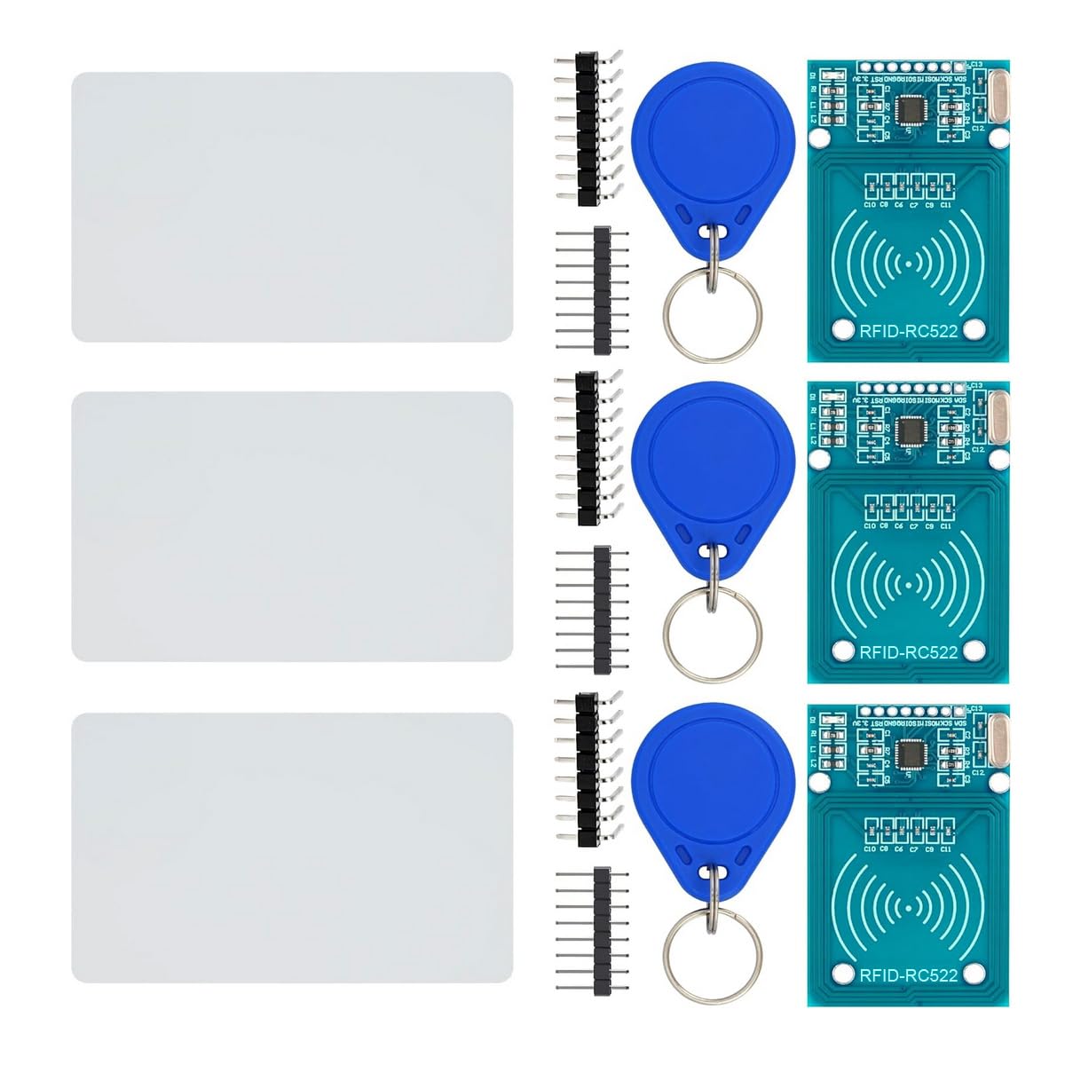Gebildet Kit RFID 3 Piezas RC522 Módulo Sensor Tarjetas IC RF con S50 Blanco Llaveros