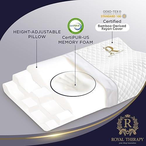 Miniatura 7 de Paquete de 2 almohadas King de espuma viscoelástica, almohada cervical ergonómica para dolor de cuello y hombros, almohada de contorno firme medio