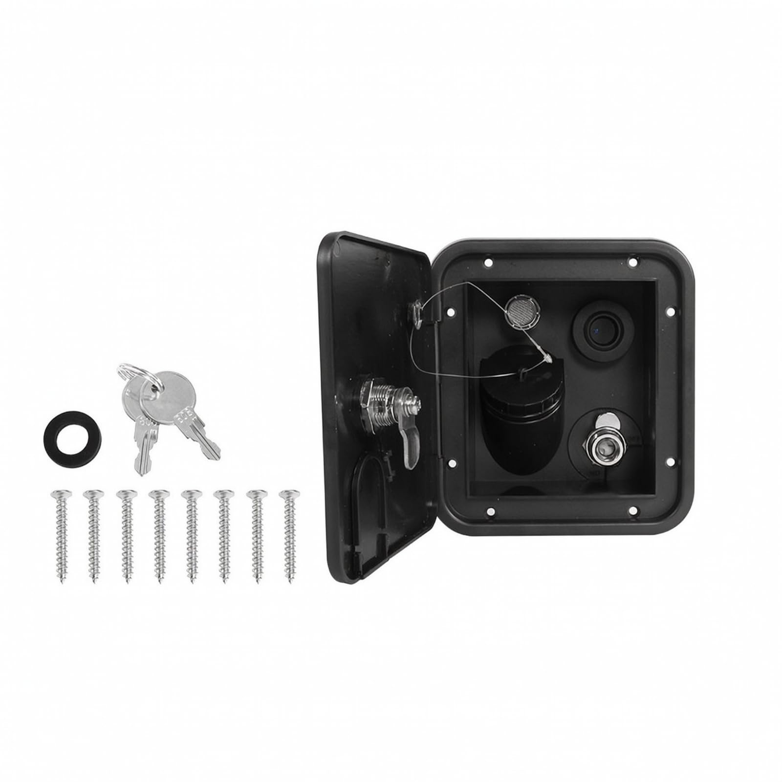 perfeclan Boca Llenado Agua para Auto con Tapa Bloqueable Interruptor 12V y Tornillos Montaje Apta para, Negro