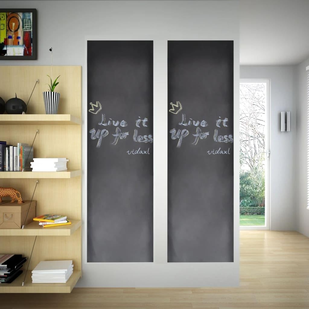Naklejka na ścianę, tablica do pisania kredą, samoprzylepna, 0,6 x 3 m, 2 rolki z 5 kolorowymi kredkami, praktyczna tablica ścienna do kuchni, biura, szkoły, restauracji, kawiarni, notatek i